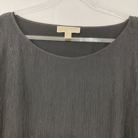 Michael Michael Kors size 2X Black Metallic Soft Flowy Poncho Blouse Evening - Picture 3 of 10
